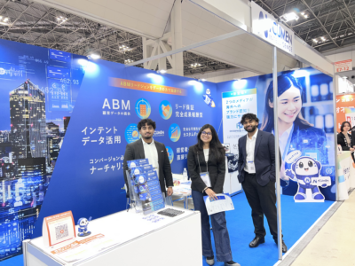 Acumen Intelligence team at their booth during Japan IT Week Spring 2026 in Tokyo Big Sight, showcasing ABM solutions, intent data strategies, and B2B marketing expertise.