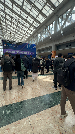 Visitors gathering at the entrance of Japan IT Week 2026 in Tokyo, showcasing high attendance and engagement at a major enterprise technology and IT event.